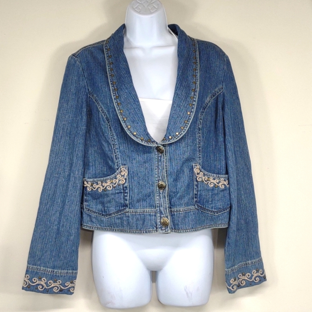 New Cato Large embellished and embroidered jean jacket